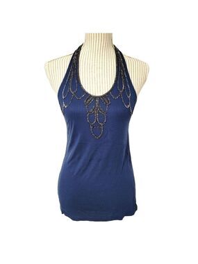 Forever21 Vintage Cobalt Blue Rhinestone Tank Medium